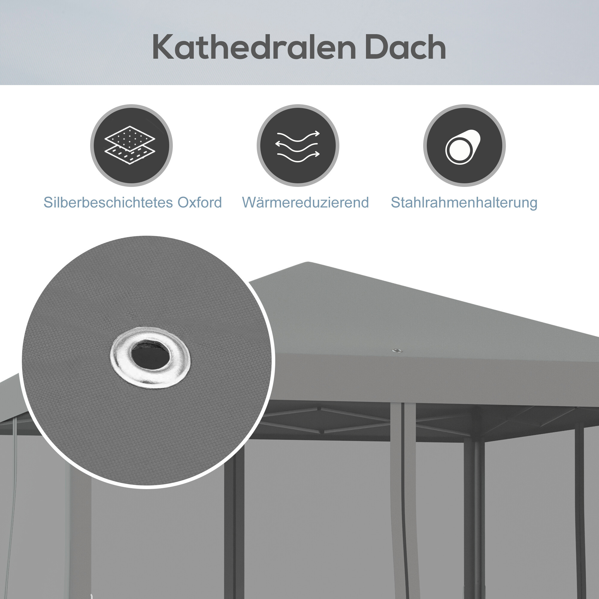 Outsunny Pavillon schwarz Metall B/H/L: ca. 295x260x295 cm