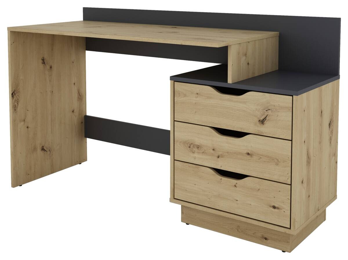 Schreibtisch BELFAST Eiche Artisan Nachbildung anthrazit B/H/T: ca. 138x83,5x51,5 cm