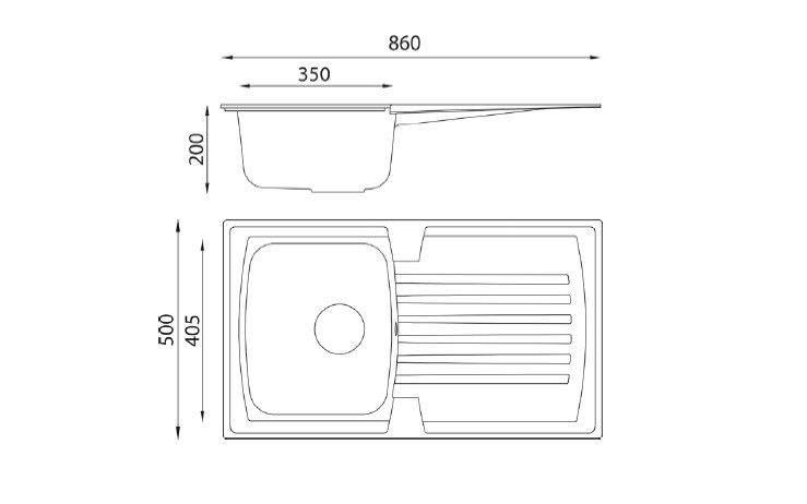 Respekta Einbauspüle Boston 86 x 50 W weiß Mineralite B/H/T: ca. 86x20x50 cm