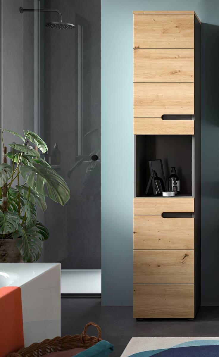 Hochschrank Canu Basalt Eiche Artisan Nachbildung B/H/T: ca. 38x193x34 cm