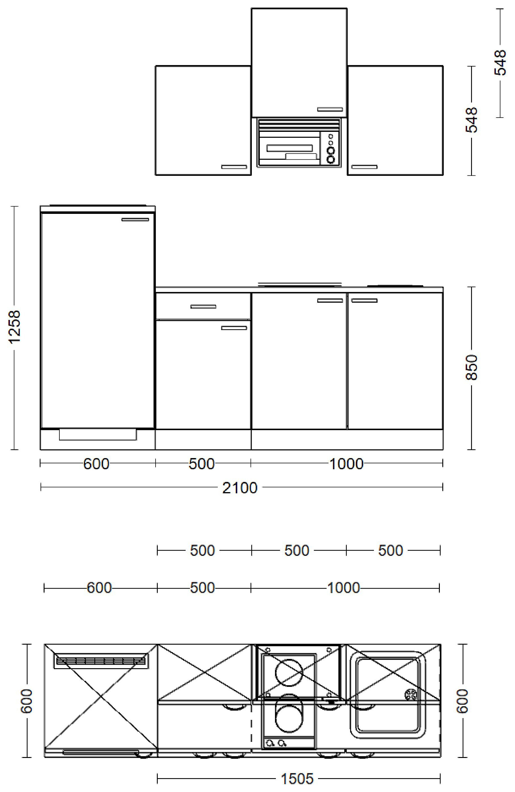 Küchenblock Lucca weiß matt B/H/T: ca. 210x226x60 cm Küchenblock Lucca weiß matt B/H/T: ca. 210x226x60 cm