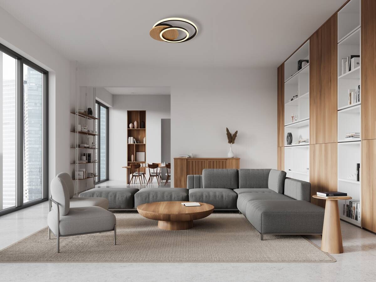 GLOBO LED-Deckenleuchte Julio Opal mattschwarz MDF Kunststoff B/H/L: ca. 38x6,5x36 cm 1 Brennstellen