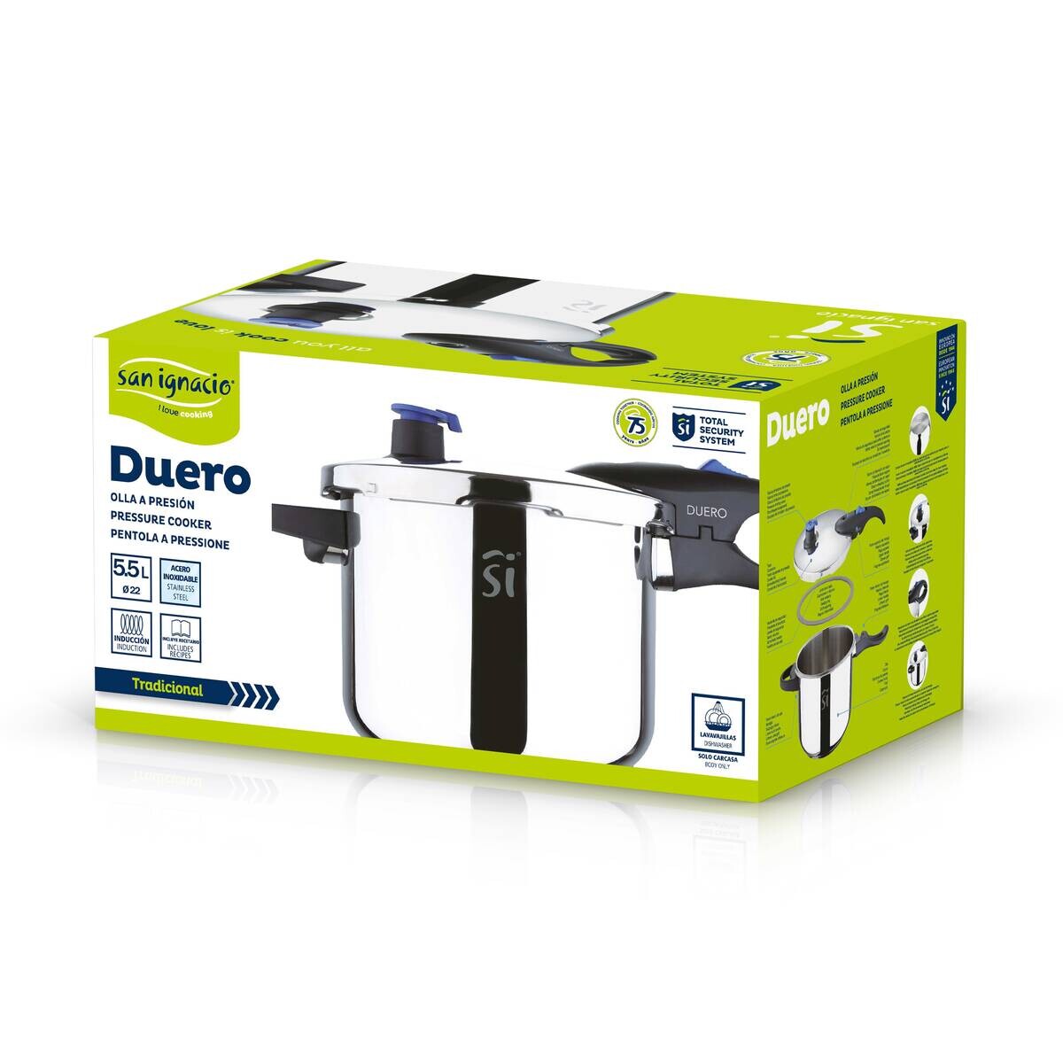 SAN IGNACIO Schnellkochtopf DUERO silber Edelstahl B/H/L: ca. 27x23x42 cm