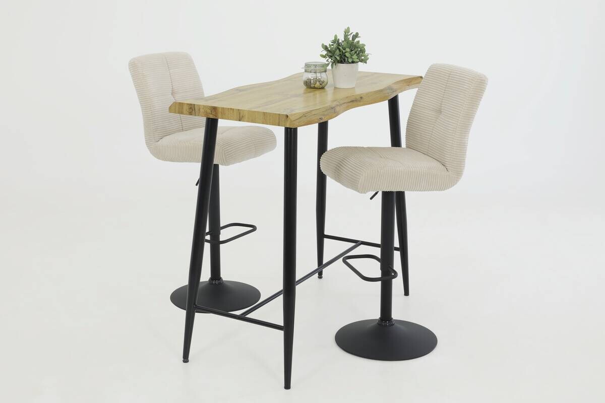 Barhocker Leni I, 2er-Set creme Microfaser B/H/T: ca. 44x124x57 cm