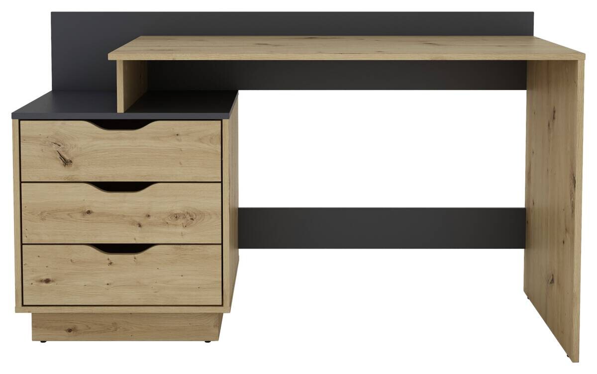 Schreibtisch BELFAST Eiche Artisan Nachbildung anthrazit B/H/T: ca. 138x83,5x51,5 cm