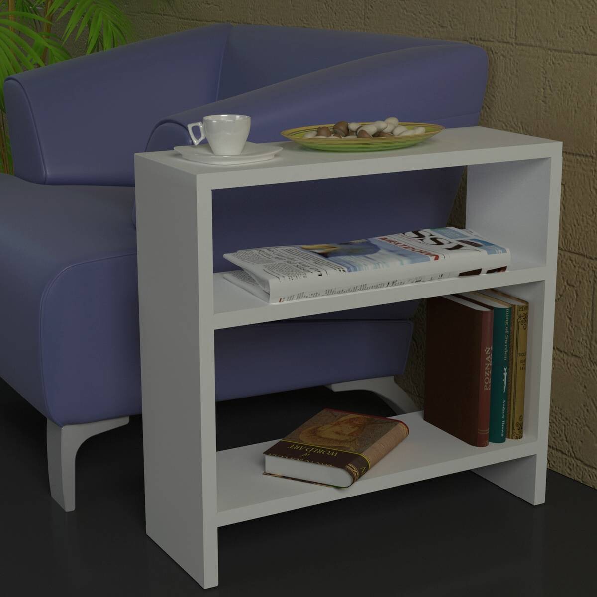 Beistelltisch Silvanus weiß Spanplatte B/H/T: ca. 51x49x17,5 cm