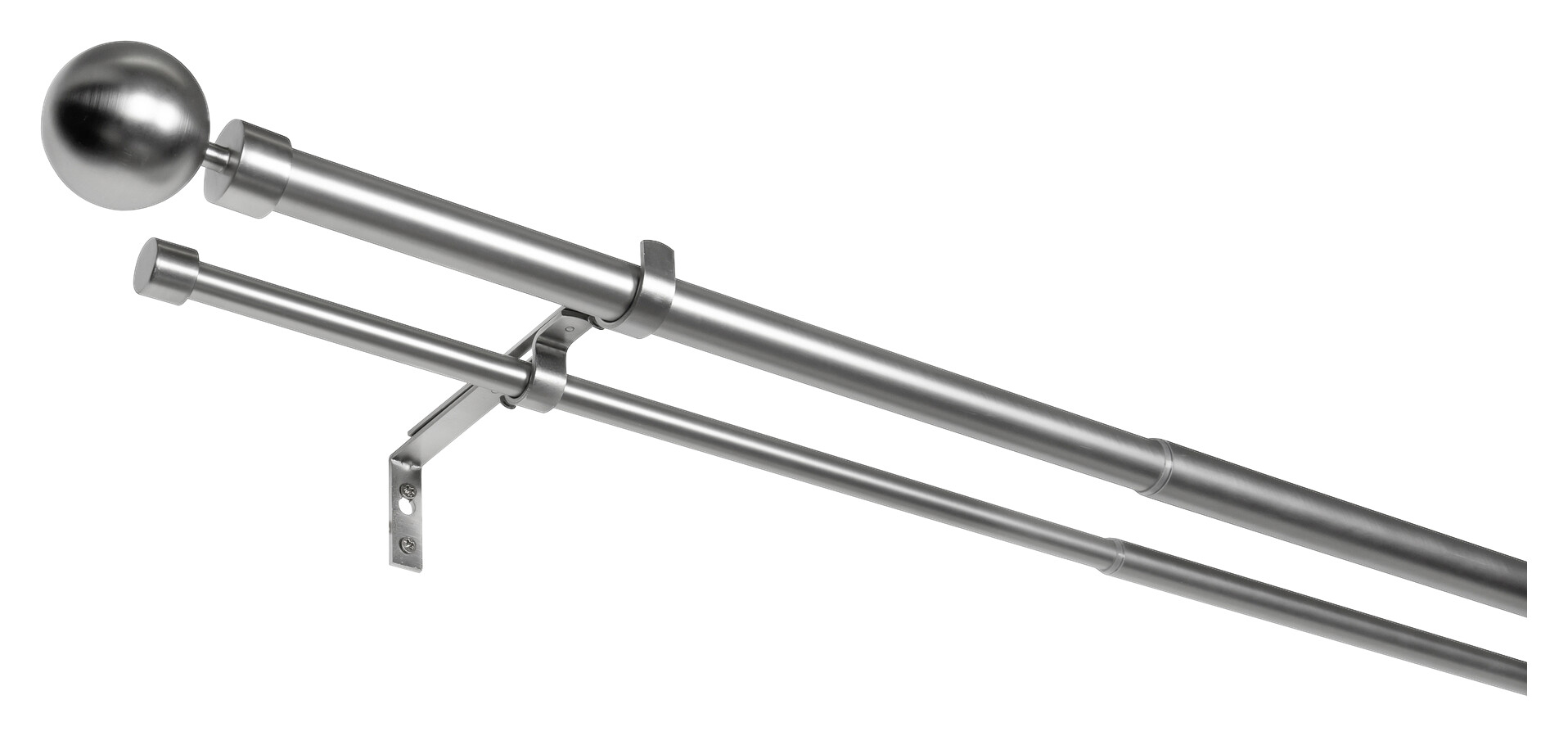 Gardinenstange Edelstahloptik Metall ausziehbar von ca. 190 bis 360 cm 2.0 Läufe