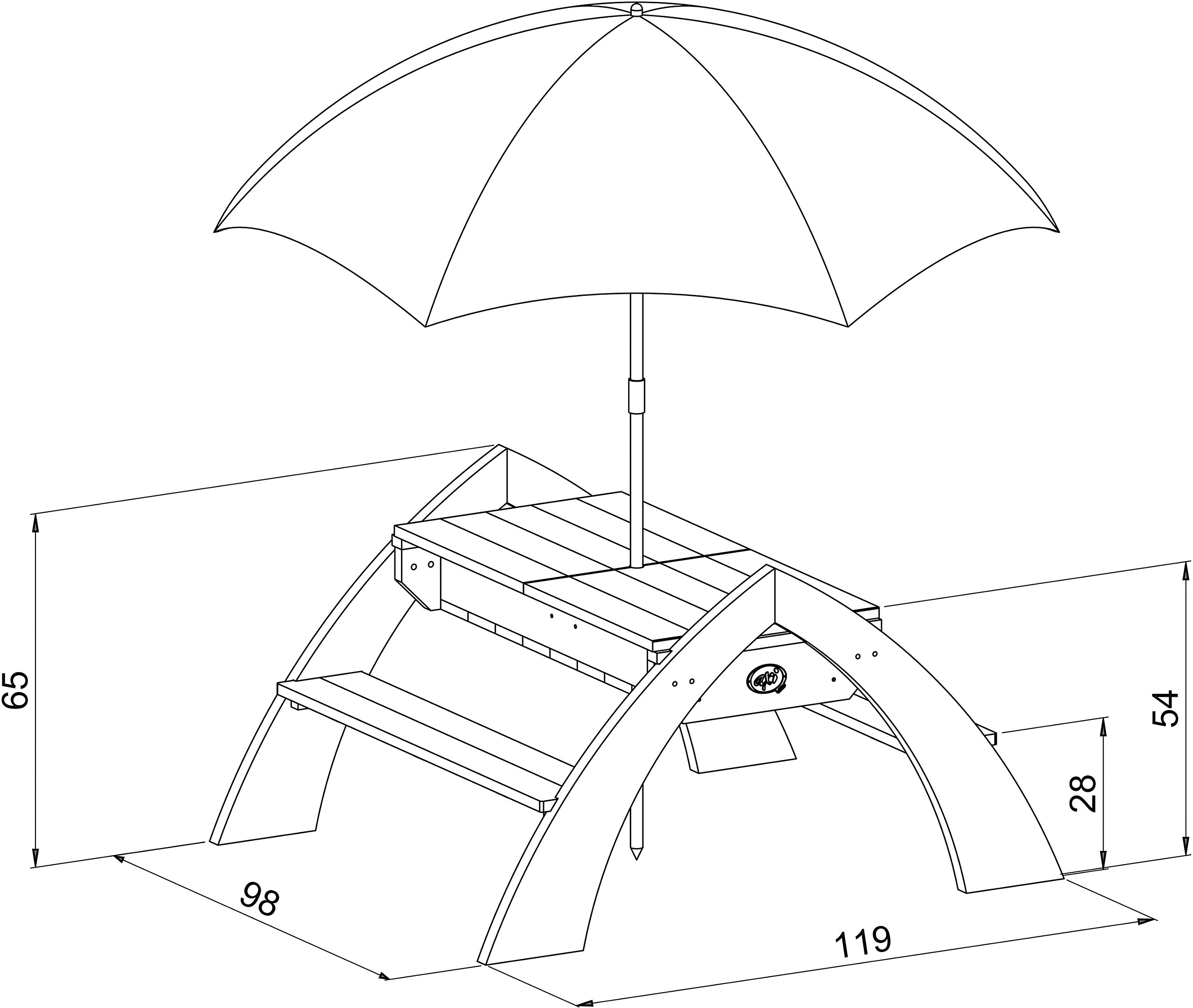 AXI Kinder-Picknicktisch Delta weiß B/H/L: ca. 119x65x98 cm