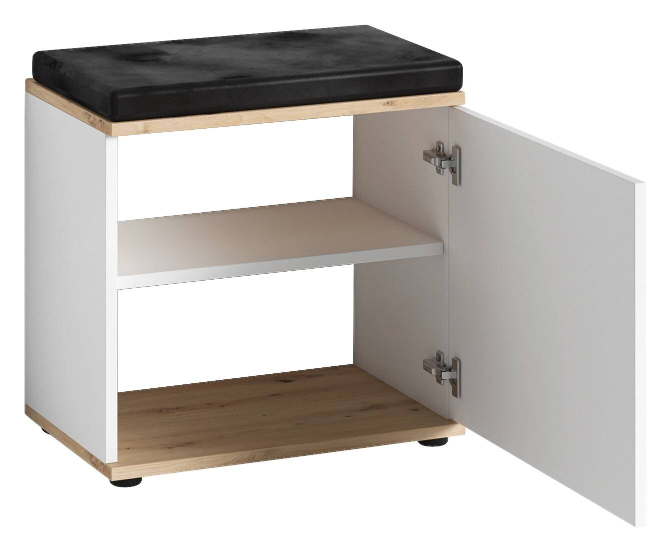 Sitzbank JAKOB Eiche Nachbildung weiß schwarz B/H/T: ca. 48,5x49x30 cm