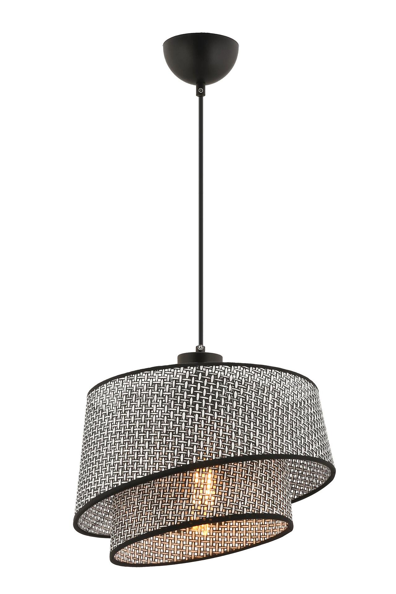 Opviq Pendelleuchte Barette grau Stoff Metall B/H/L: ca. 32x65x32 cm E27 1 Brennstellen