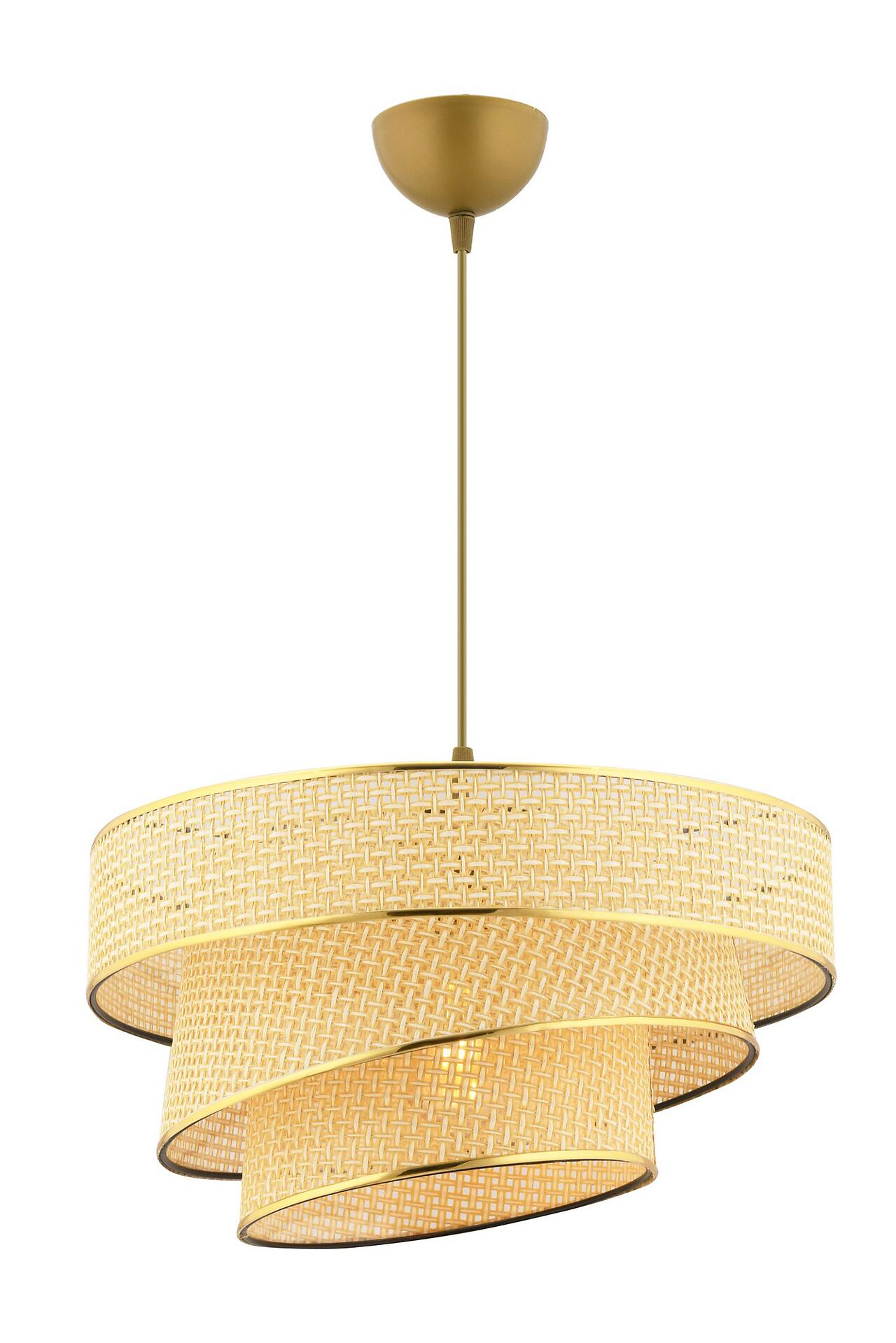 Opviq Pendelleuchte Couper kamel Metall Baumwolle B/H/L: ca. 40x72x40 cm E27 1 Brennstellen