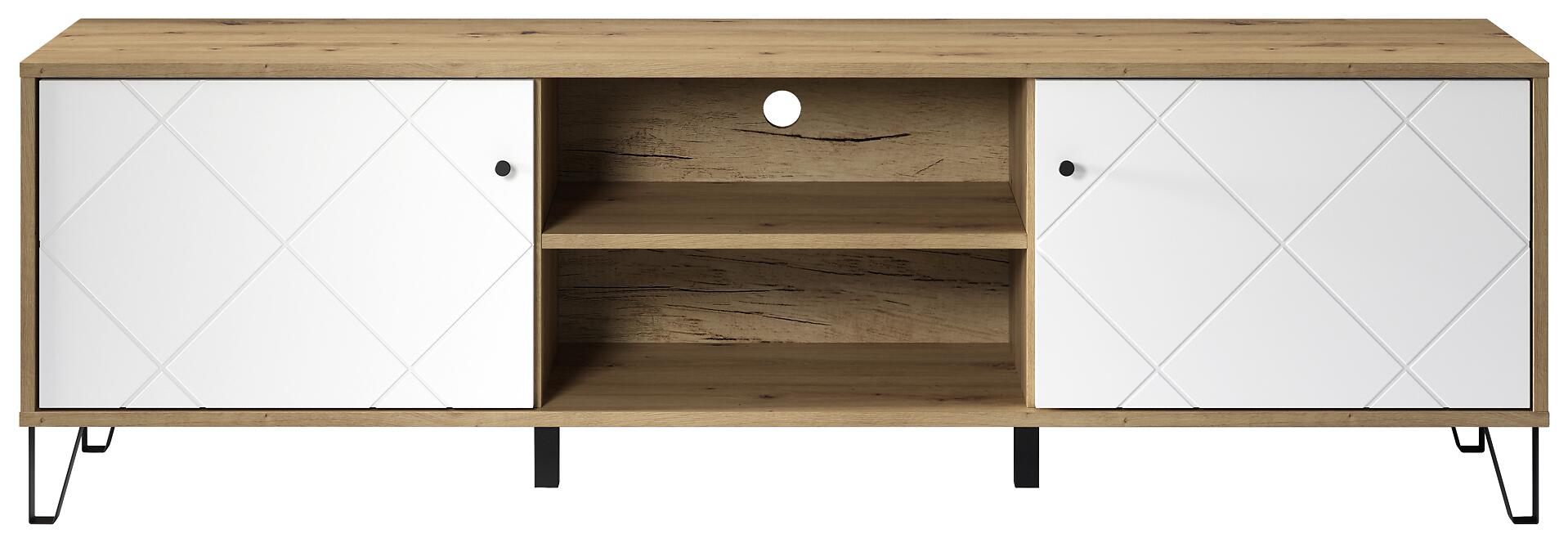 TV-Lowboard Touch Eiche Artisan Nachbildung weiß matt B/H/T: ca. 183x55x40 cm