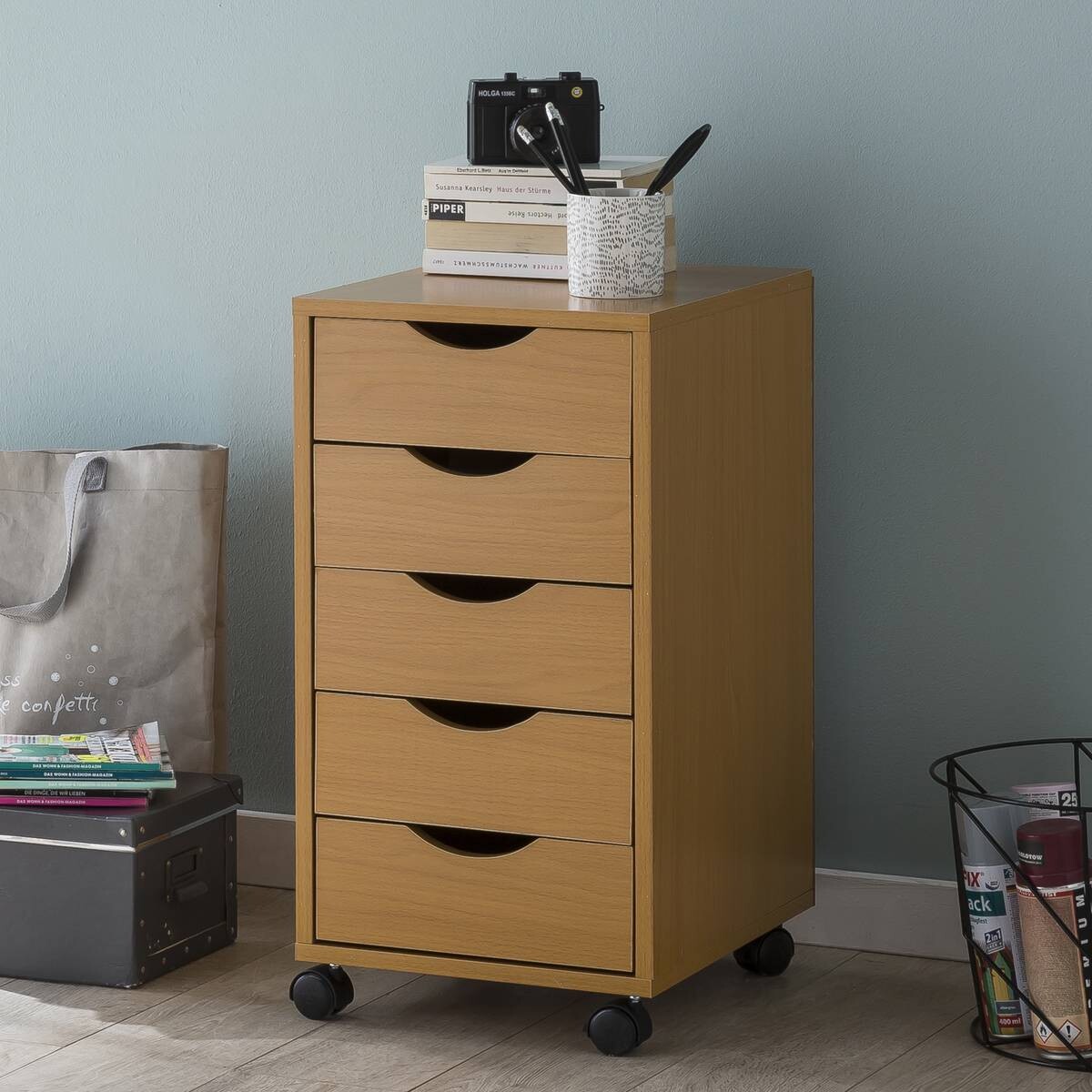 Rollcontainer braun Spanplatte B/H/T: ca. 33x64x38 cm