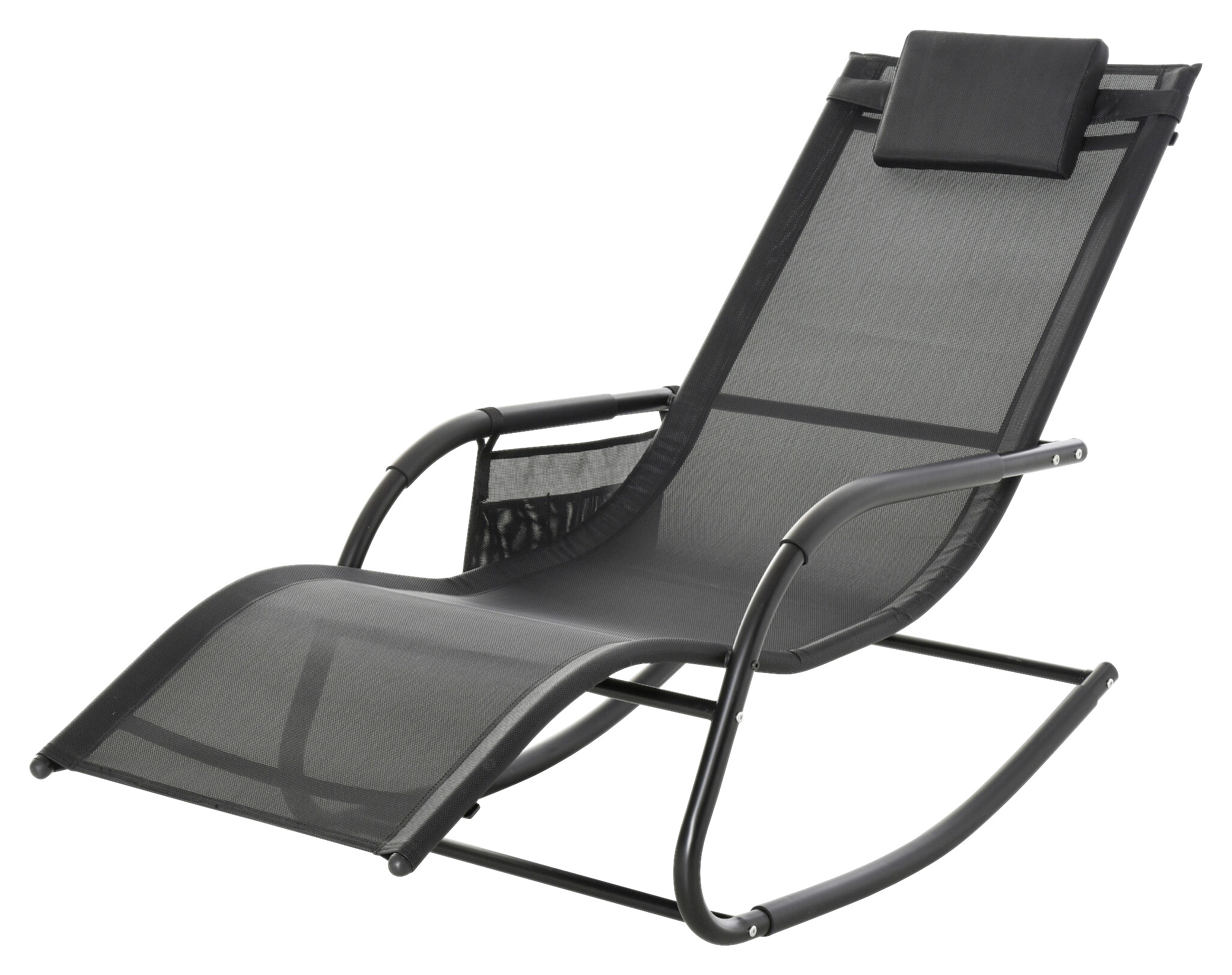 Outsunny Schaukelstuhl schwarz Metall B/H/L: ca. 62x88x150 cm