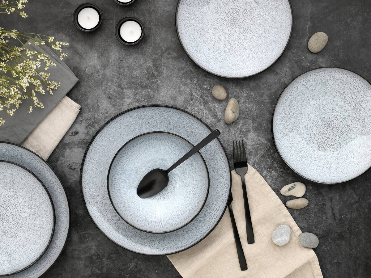 CreaTable Tafelservice Malmö grau Steinzeug 18 tlg.