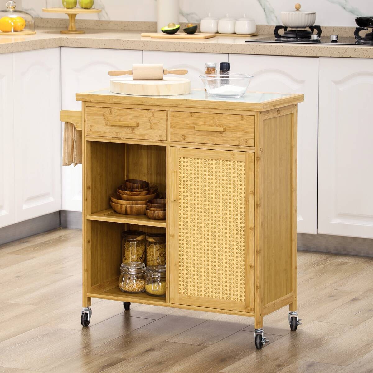 HOMCOM Küchenwagen natur Edelstahl B/H/L: ca. 36x84x85 cm