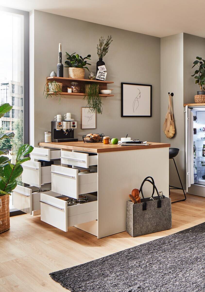 Respekta Inselküche Gabriel weiß Hochglanz