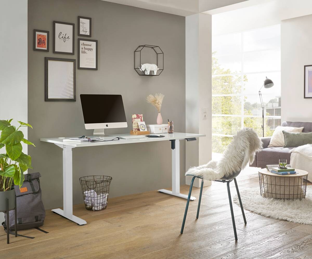 höhenverstellbarer Schreibtisch Ben 2 weiß B/H/T: ca. 160x74x77 cm