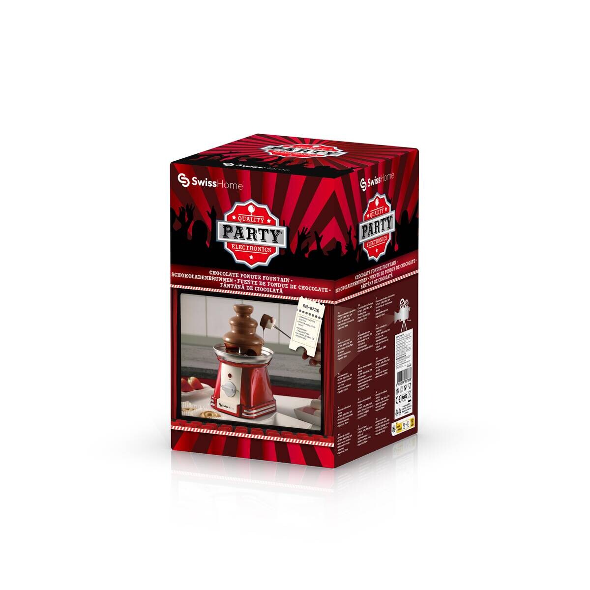 SWISS HOME Schokoladenbrunnen SH-6726 rot Kunststoff Edelstahl B/H/L: ca. 15x24x15 cm