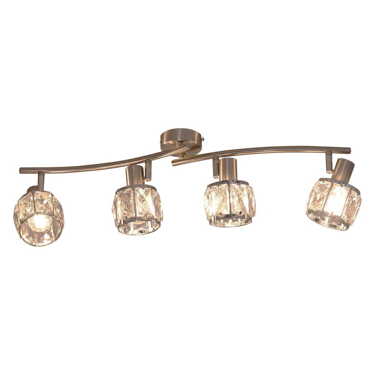 Näve Leuchten Spotleuchte 1280950 stahlfarbig Glas Metall B/H/T: ca. 9,2x18x70 cm 4 Brennstellen