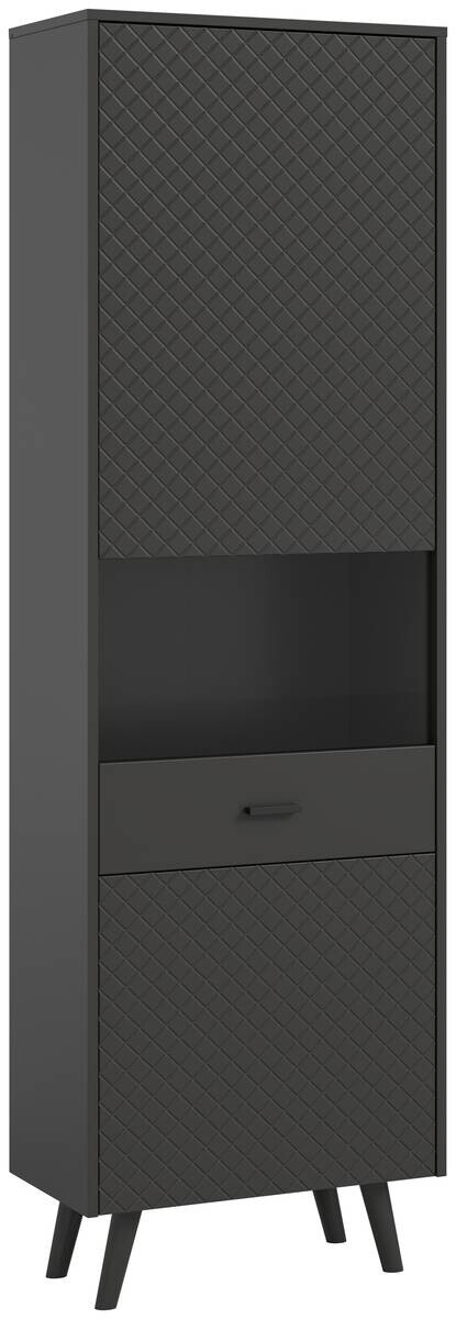Vitrinenschrank LINEA grau schwarz B/H/T: ca. 58x195x37 cm