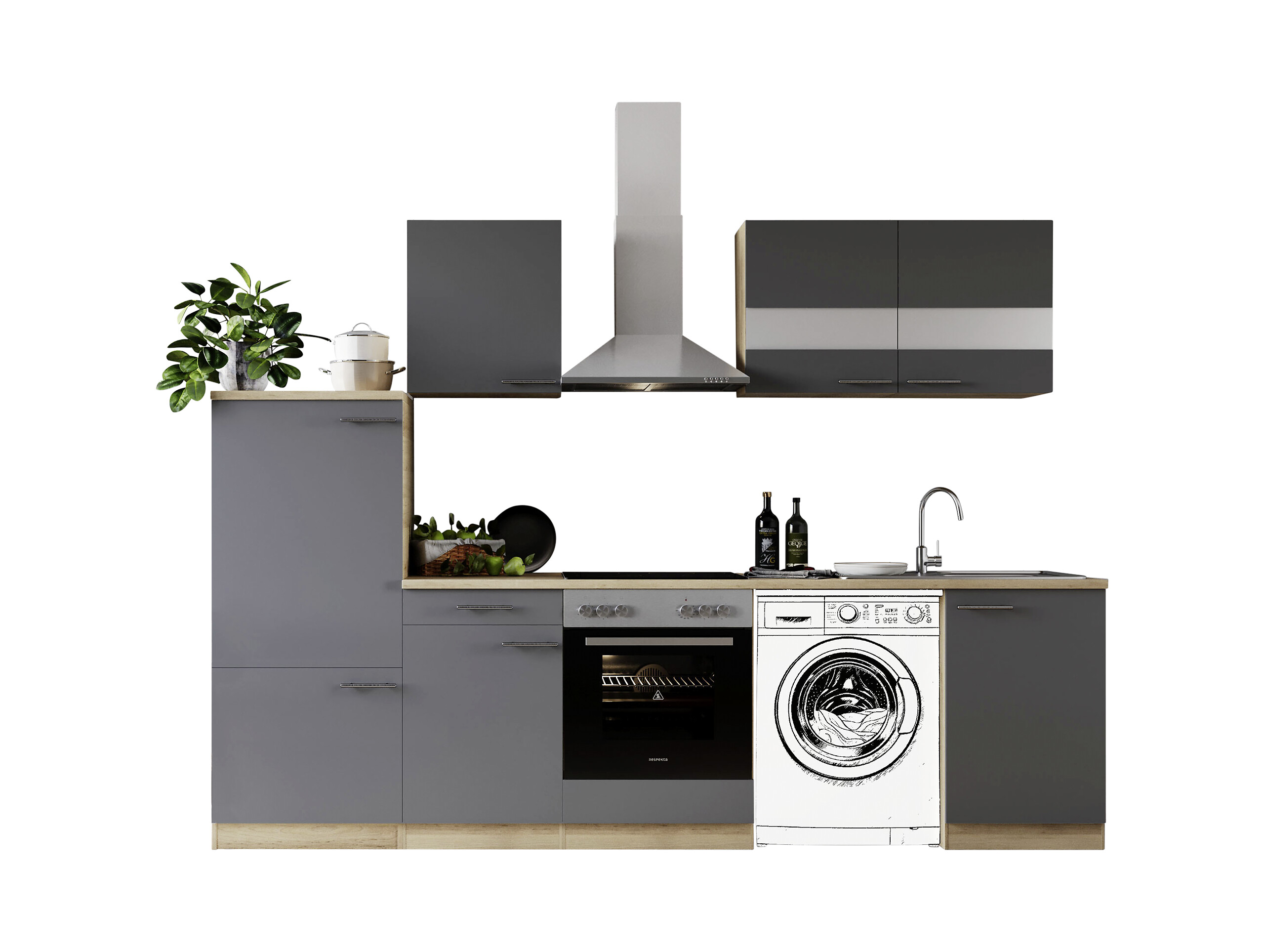 Respekta Küchenblock Merle grau B/H/T: ca. 280x200x60 cm