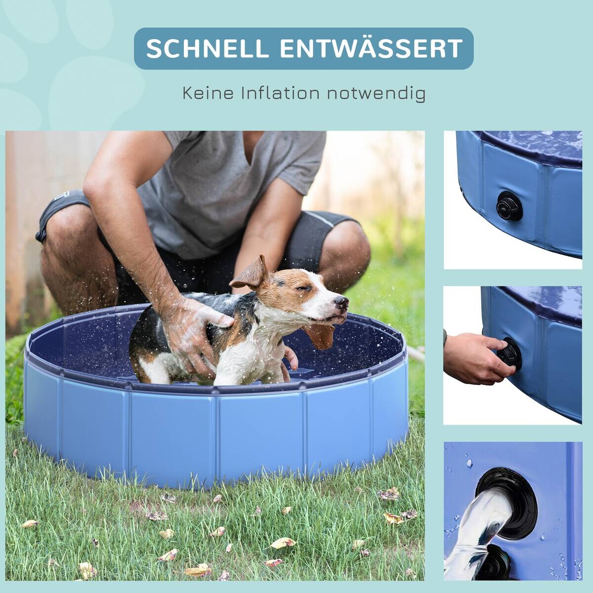 PawHut Hunde-Zubehör blau Edelstahl B/H/L: ca. 80x80x20 cm
