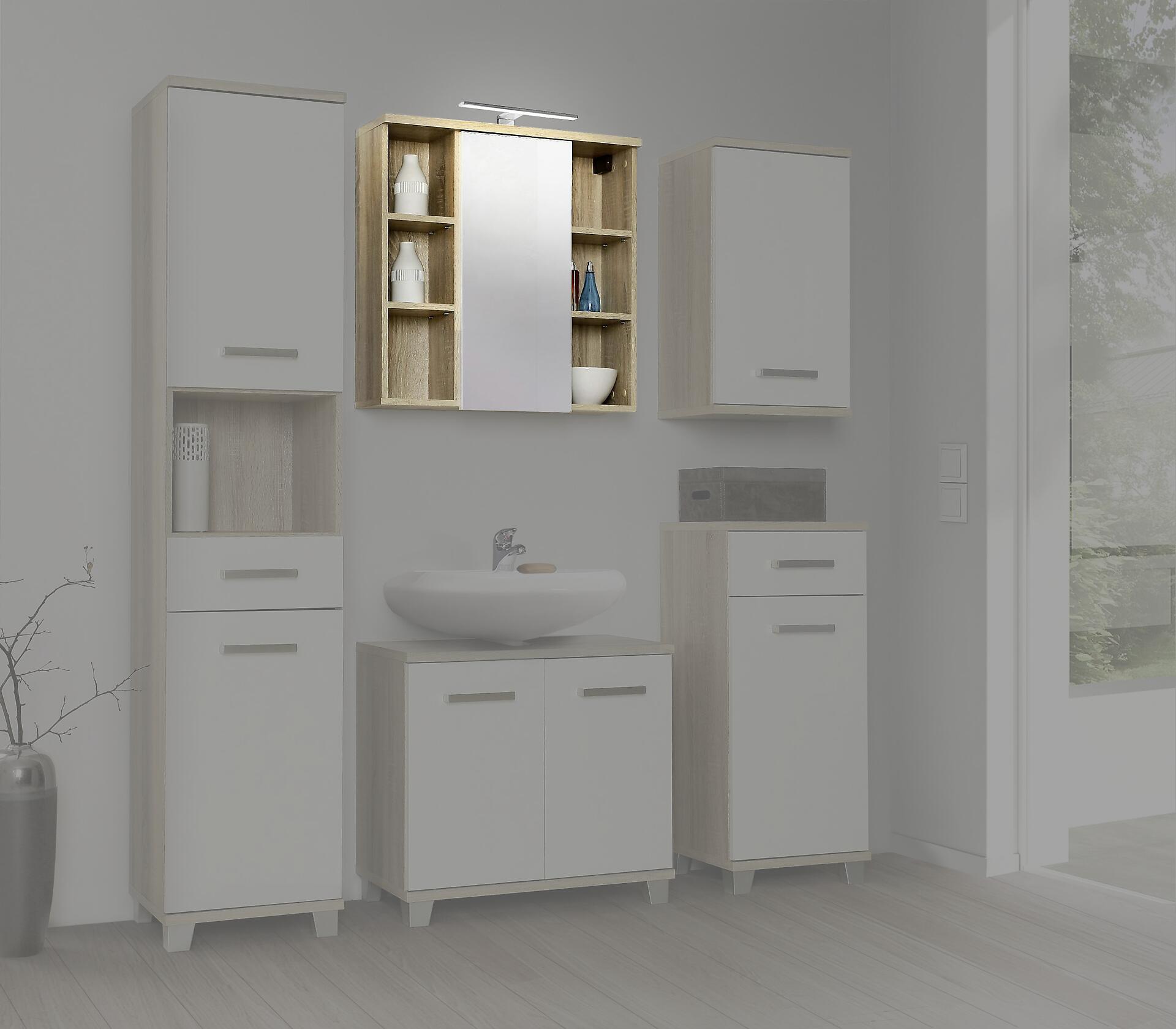 Spiegelschrank  Eiche Sonoma Nachbildung B/H/T: ca. 68,6x68,1x20 cm