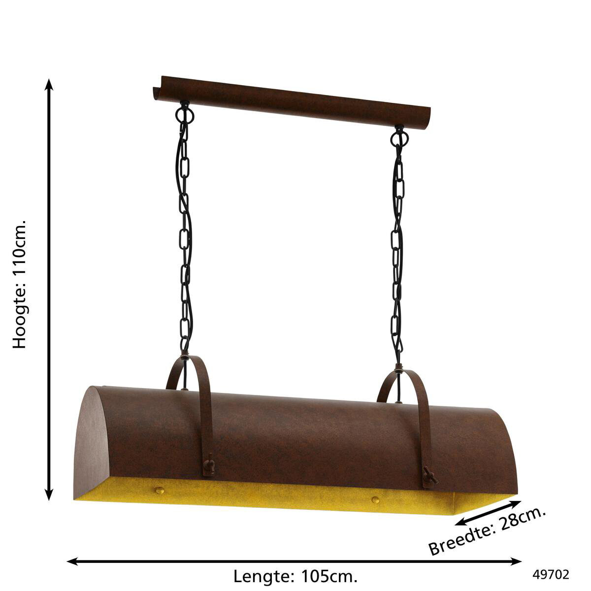 Eglo Pendelleuchte Deerhurst braun Metall B/H/L: ca. 28x110x105 cm E27 3 Brennstellen
