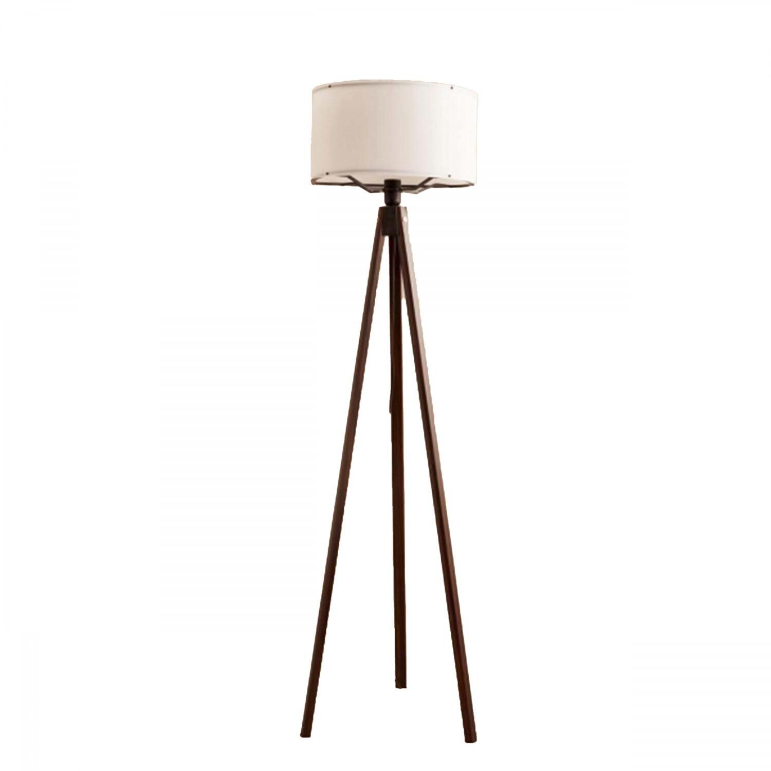 Opviq Stehleuchte weiß braun Stoff Holz B/H/T/L/D: ca. 21x140x21x21x21 cm E27 1 Brennstellen