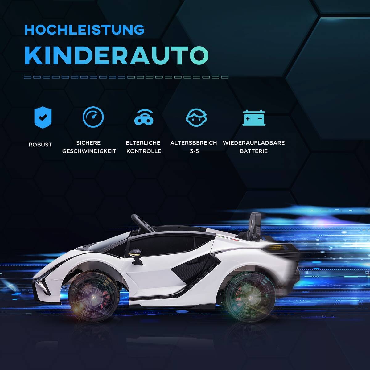 HOMCOM Kinder-Elektroauto weiß B/H/L: ca. 62x65x132 cm