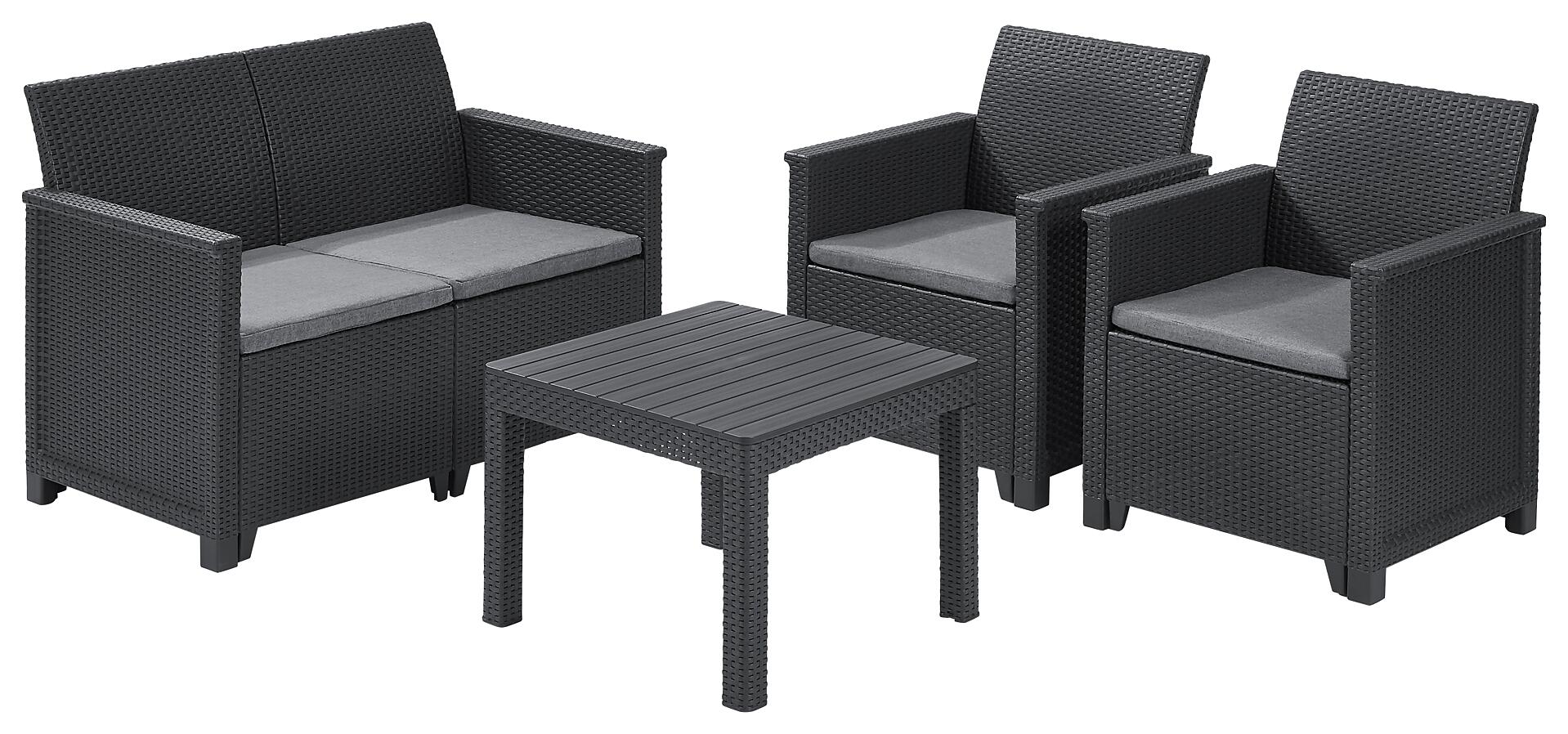 Keter Gartensitzgruppe Emma anthrazit Kunststoff