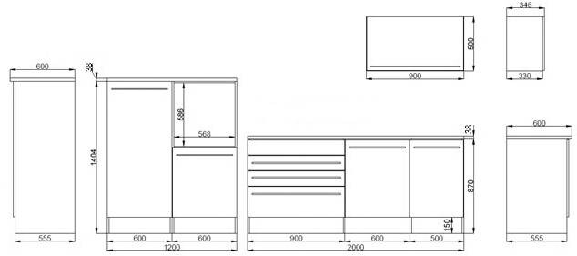 Respekta Doppelblock Premium grau hochglänzend B/H/T: ca. 320x200x60 cm