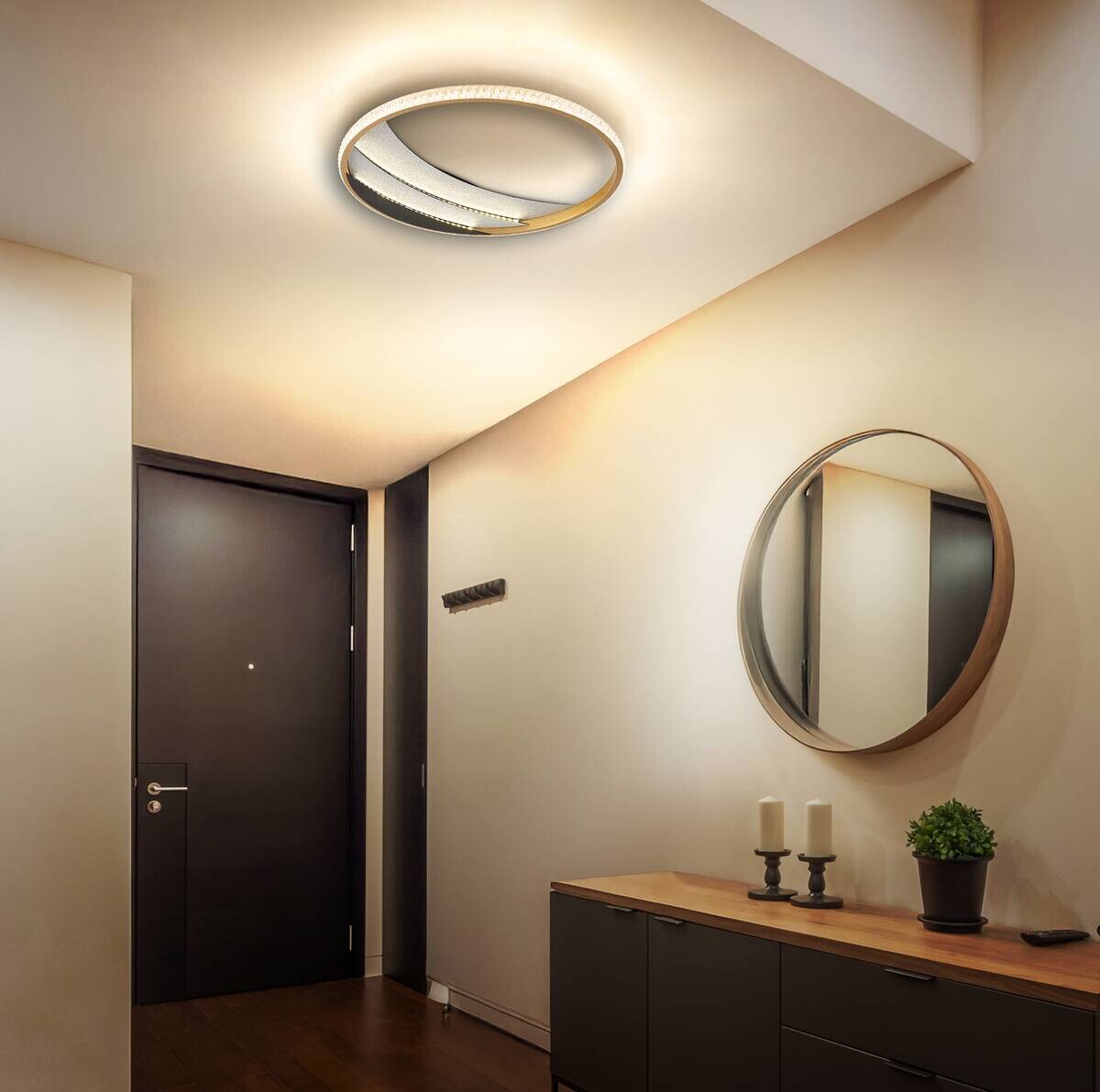 GLOBO Deckenleuchte schwarz gold klar Metall Aluminium Kunststoff H/D: ca. 6x41 cm 1 Brennstellen