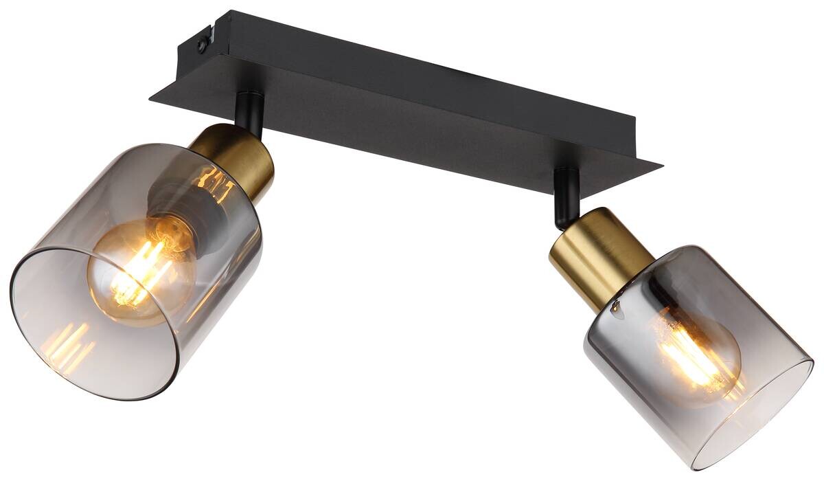 GLOBO Spot Hollsy schwarz Rauch Metall Glas B/H/L: ca. 8x18x25 cm E14 2 Brennstellen