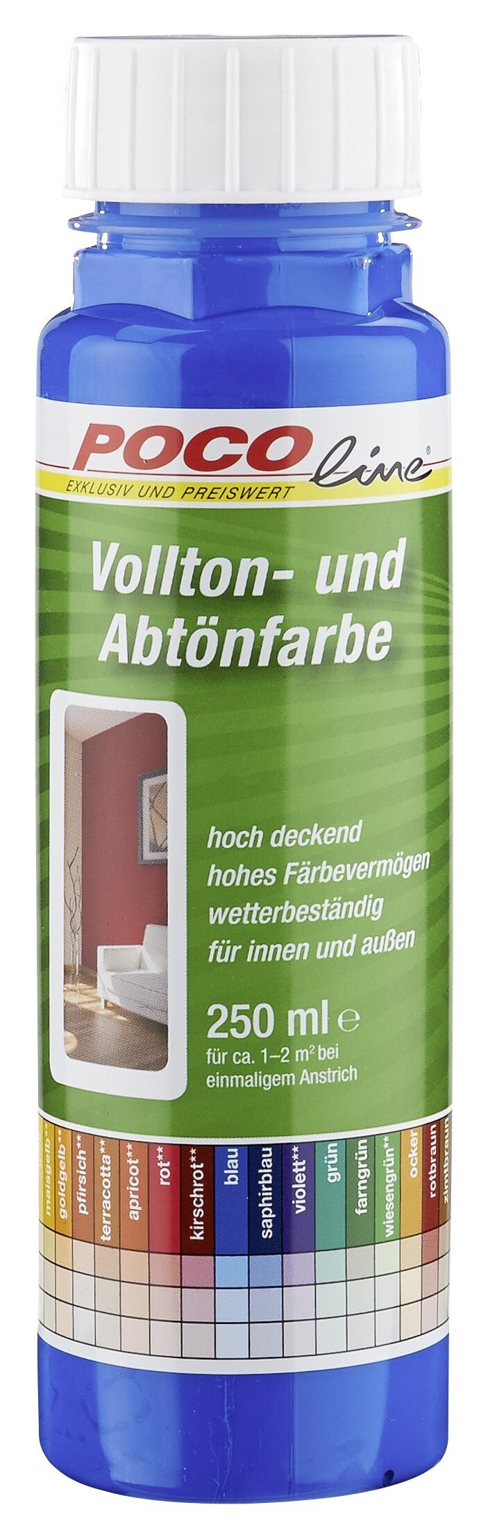 POCOline Vollton- und Abtönfarbe blau ca. 0,25 l