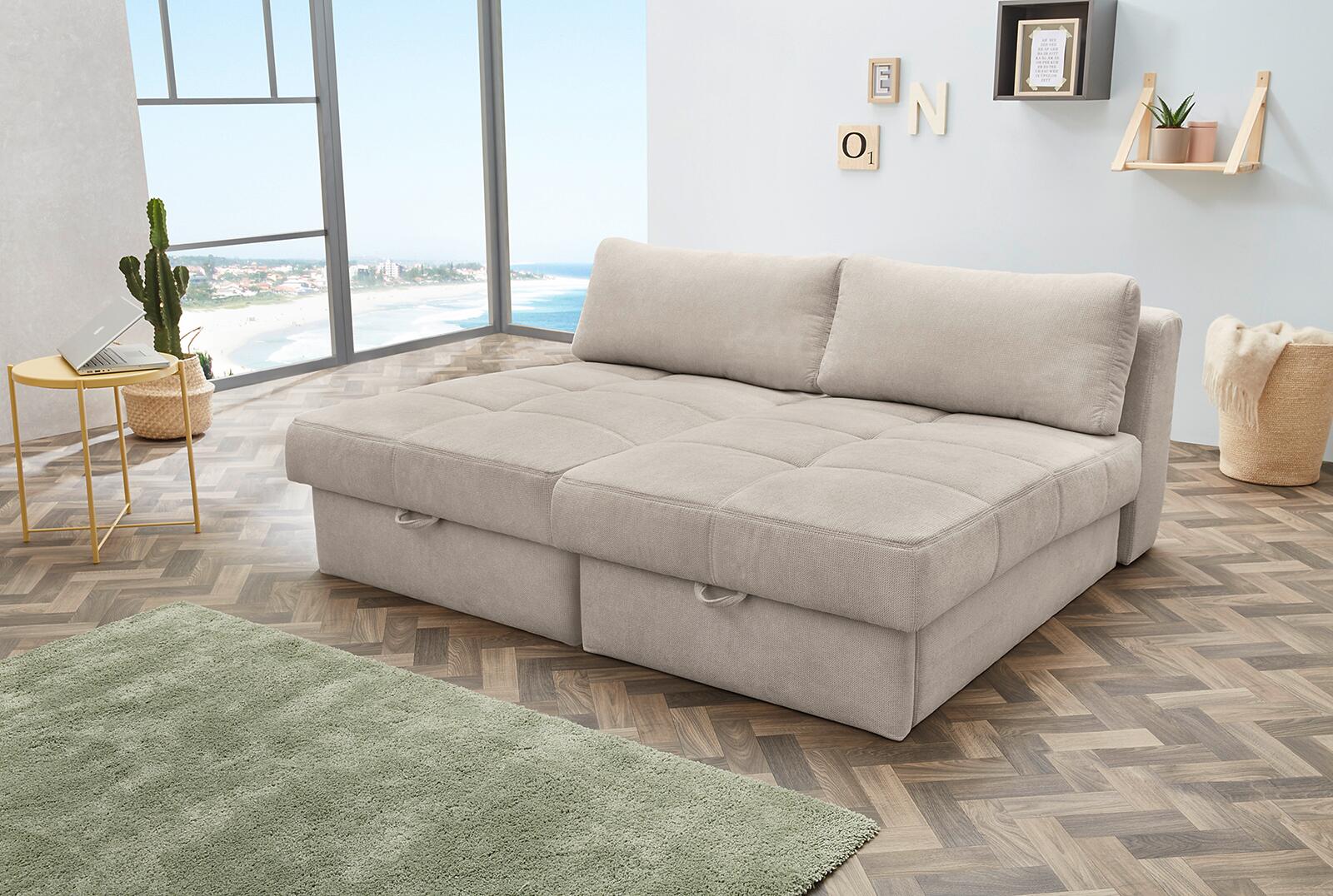 Recamiere beige Microfaser B/H/T: ca. 93x205x78 cm