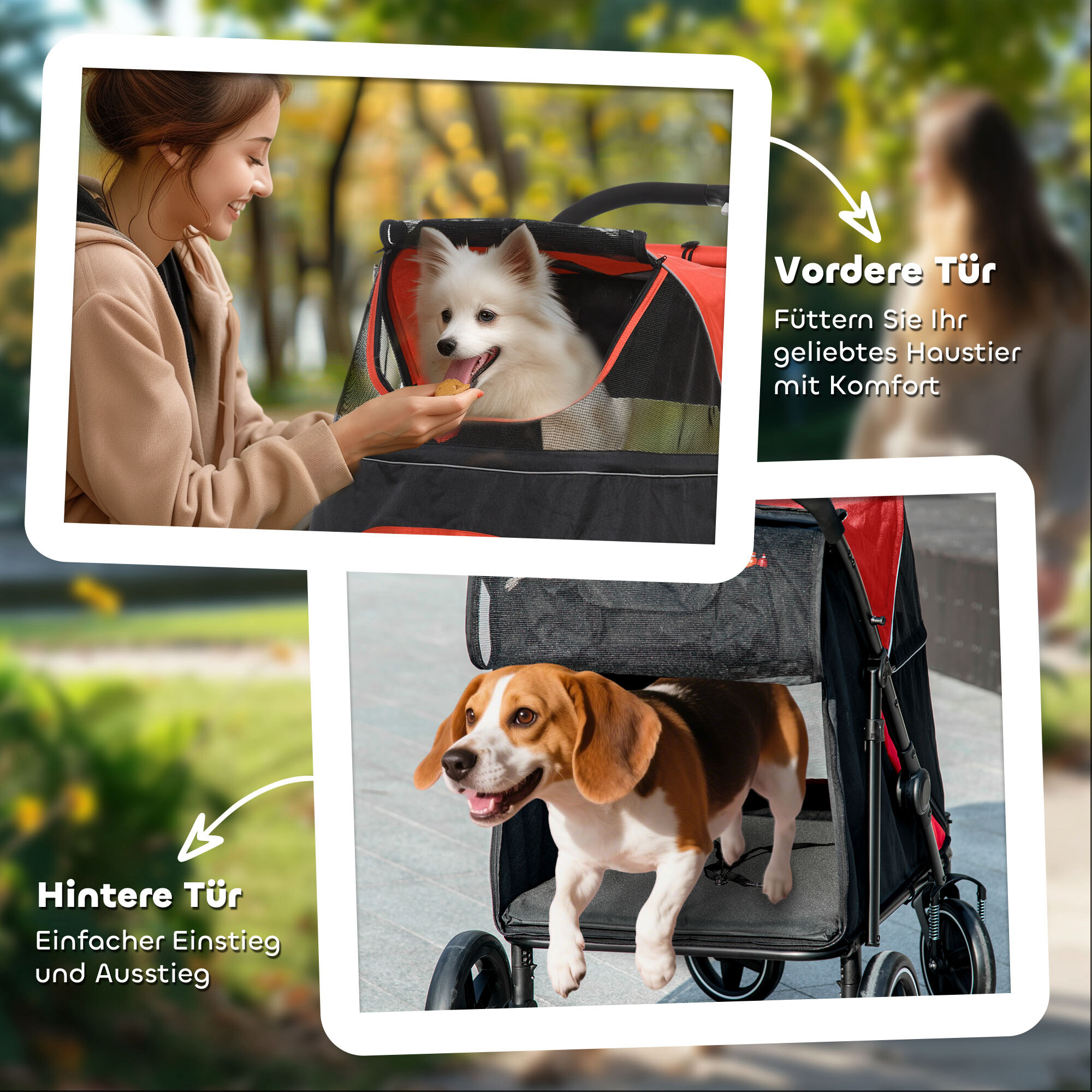 PawHut Hundebuggy rot Polyester-Mischgewebe B/H/L: ca. 65x100x112 cm