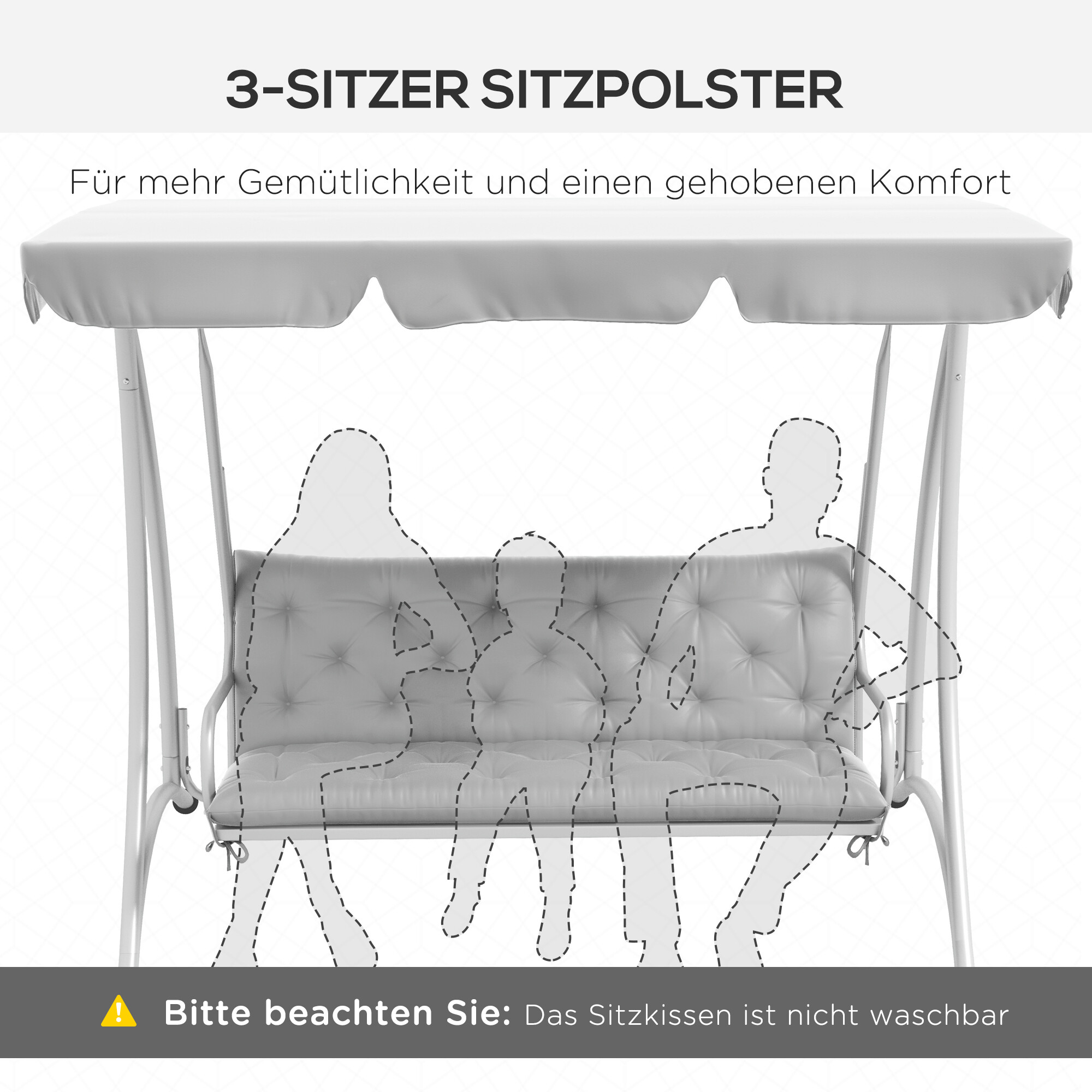 Outsunny Bankauflage hellgrau Schaumstoff B/H/L: ca. 98x8x150 cm