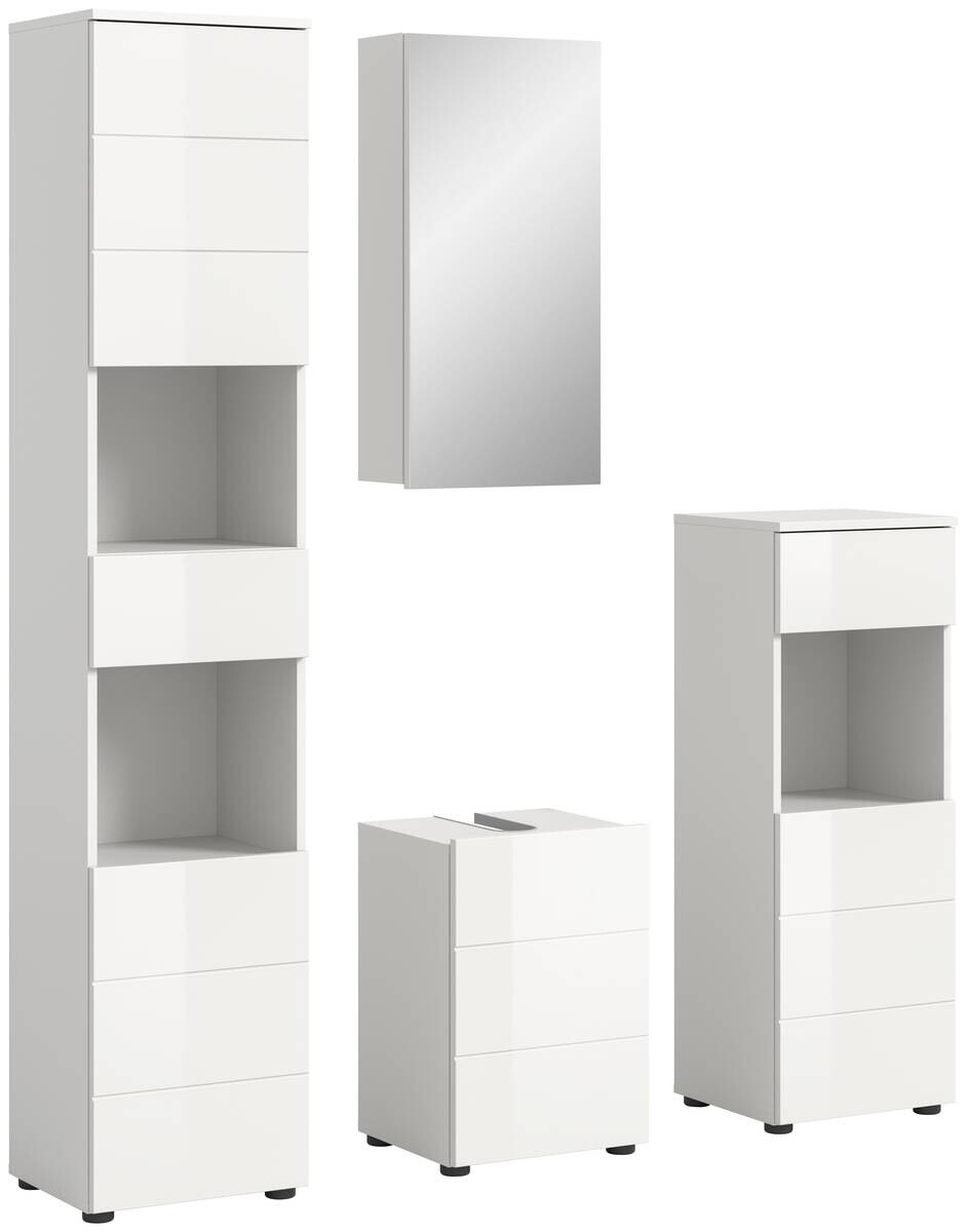 Badezimmer-Set VIRA weiß weiß Hochglanz B/H/T: ca. 144x190x34 cm