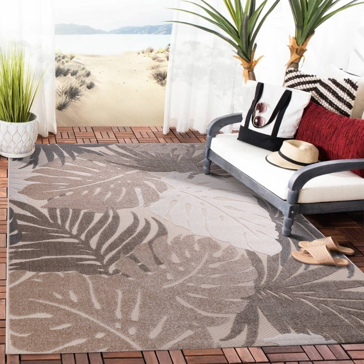 Sanat Outdoorteppich FLORAL beige B/L: ca. 200x290 cm