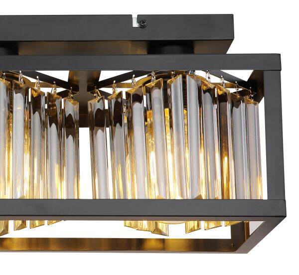 GLOBO Deckenleuchte MATHILDE 15697-3D schwarz klar Metall Acryl B/H/L: ca. 17x20,5x51 cm E27 3 Brennstellen