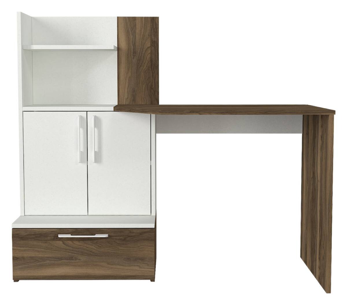 Schreibtisch Padora walnuss Nachbildung weiß B/H/T: ca. 131x115x60 cm