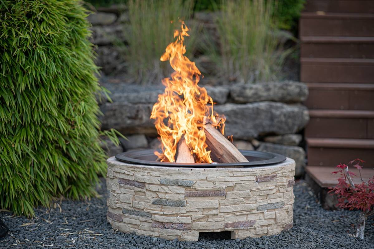 Westmann Feuerstelle stein Aluminium H/D: ca. 51x90 cm