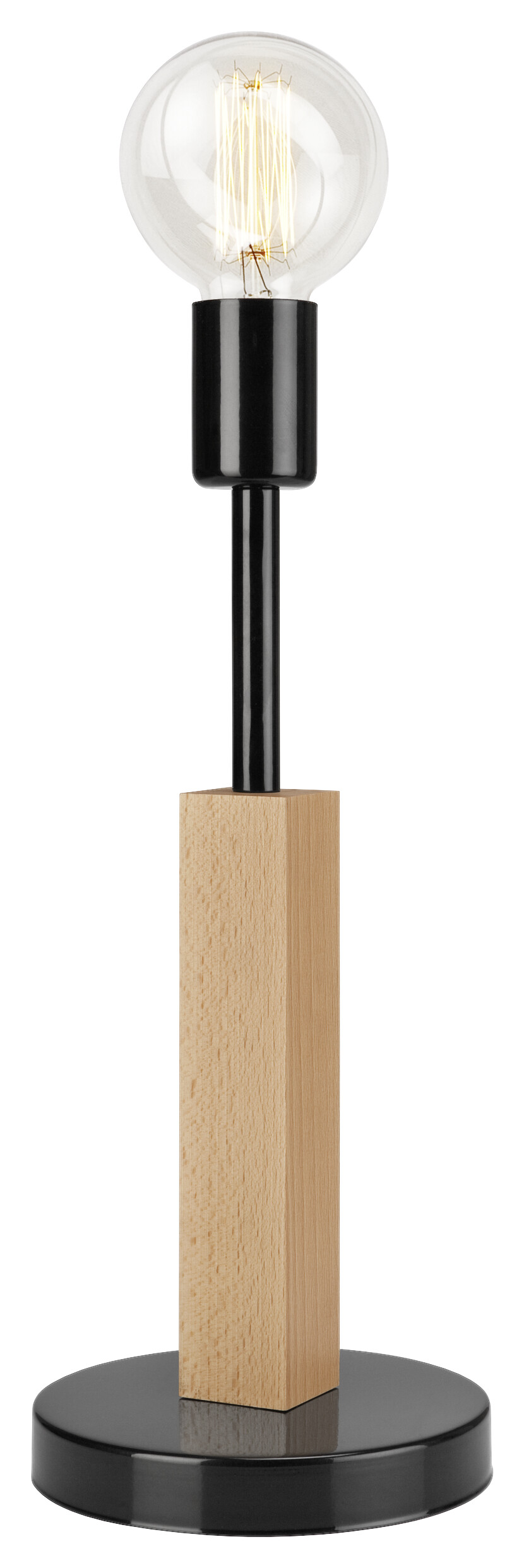 Lamkur Tischlampe schwarz Holz Stahl B/H/L: ca. 19x17x44 cm E27 1 Brennstellen