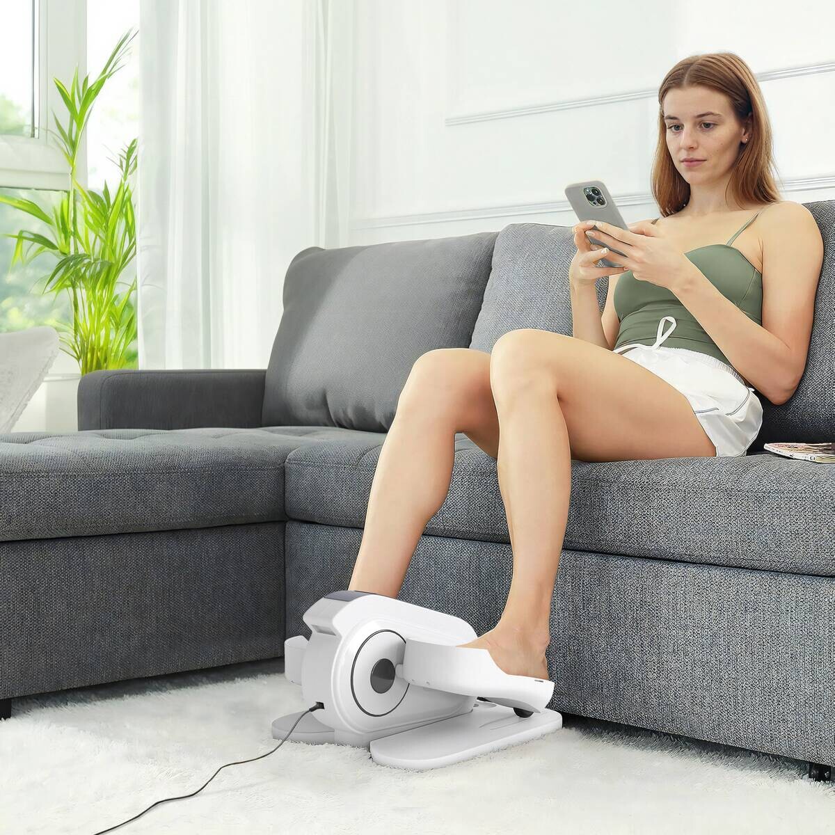 SPORTNOW Mini-Ellipsentrainer weiß Kunststoff B/H/L: ca. 42x27x45 cm