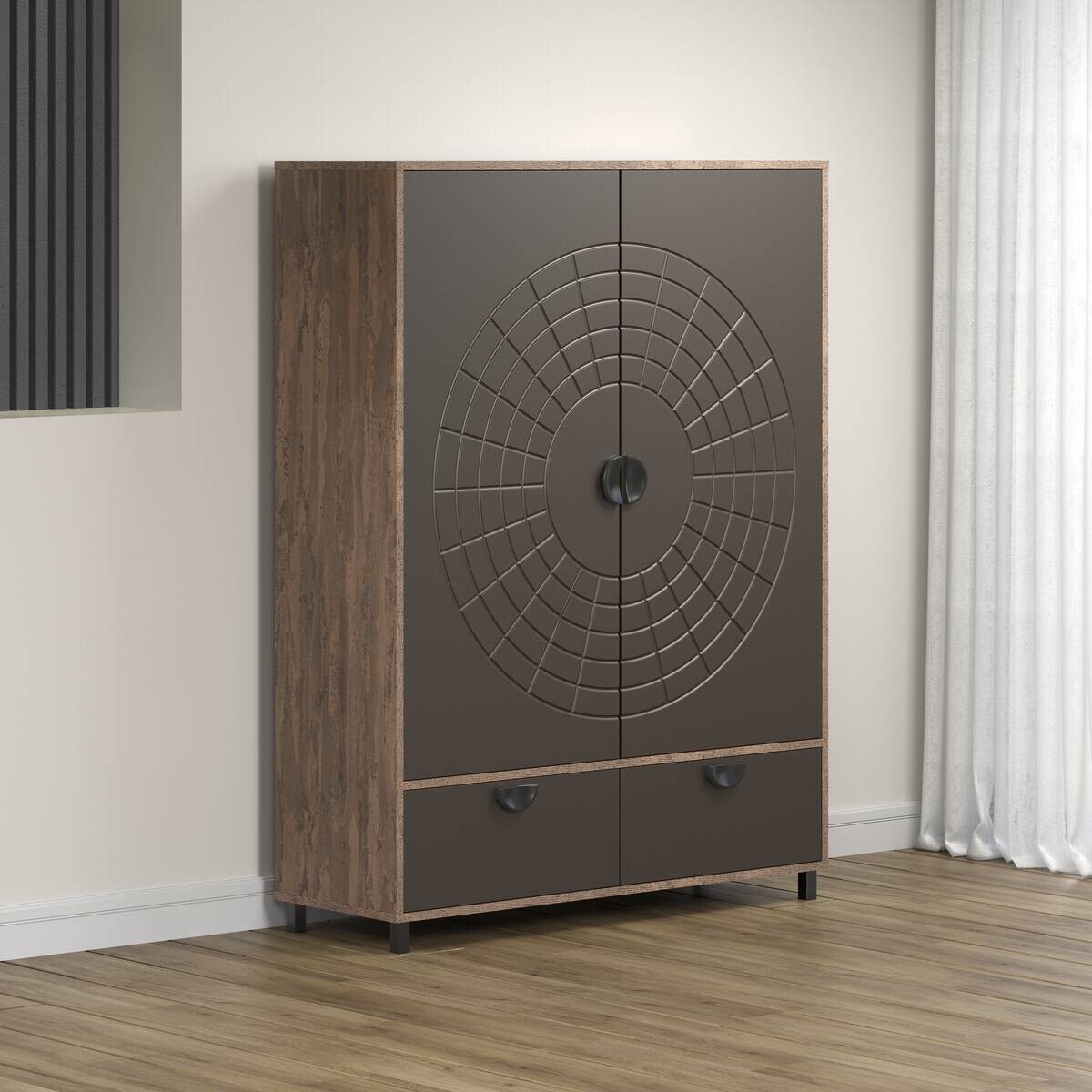 Highboard Fusion Eiche dunkel Nachbildung bronze Optik B/H/T: ca. 120x163x42 cm