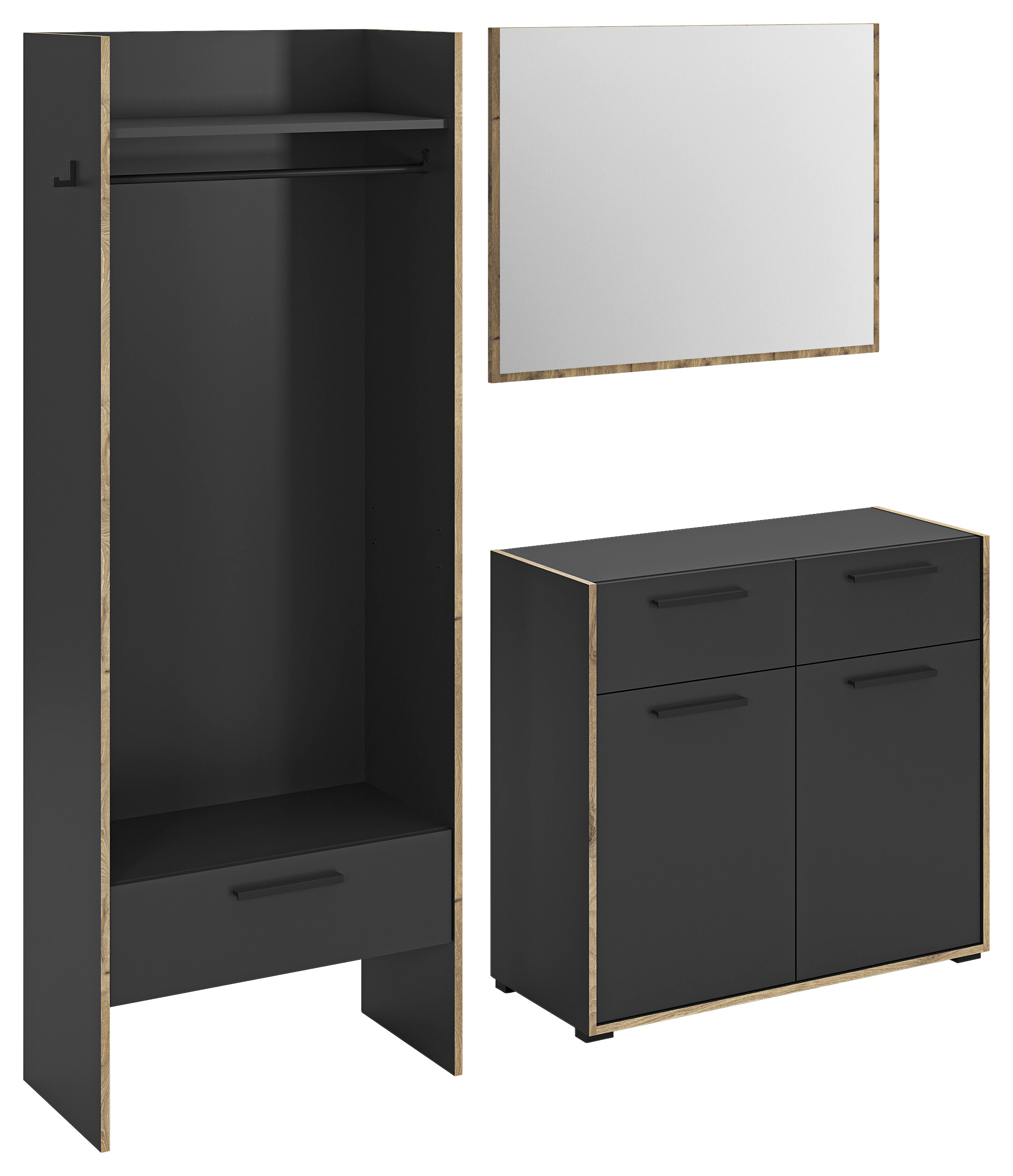 Garderobe Bueno Basalt Nox Oak Nachbildung B/H/T: ca. 180x189x37 cm