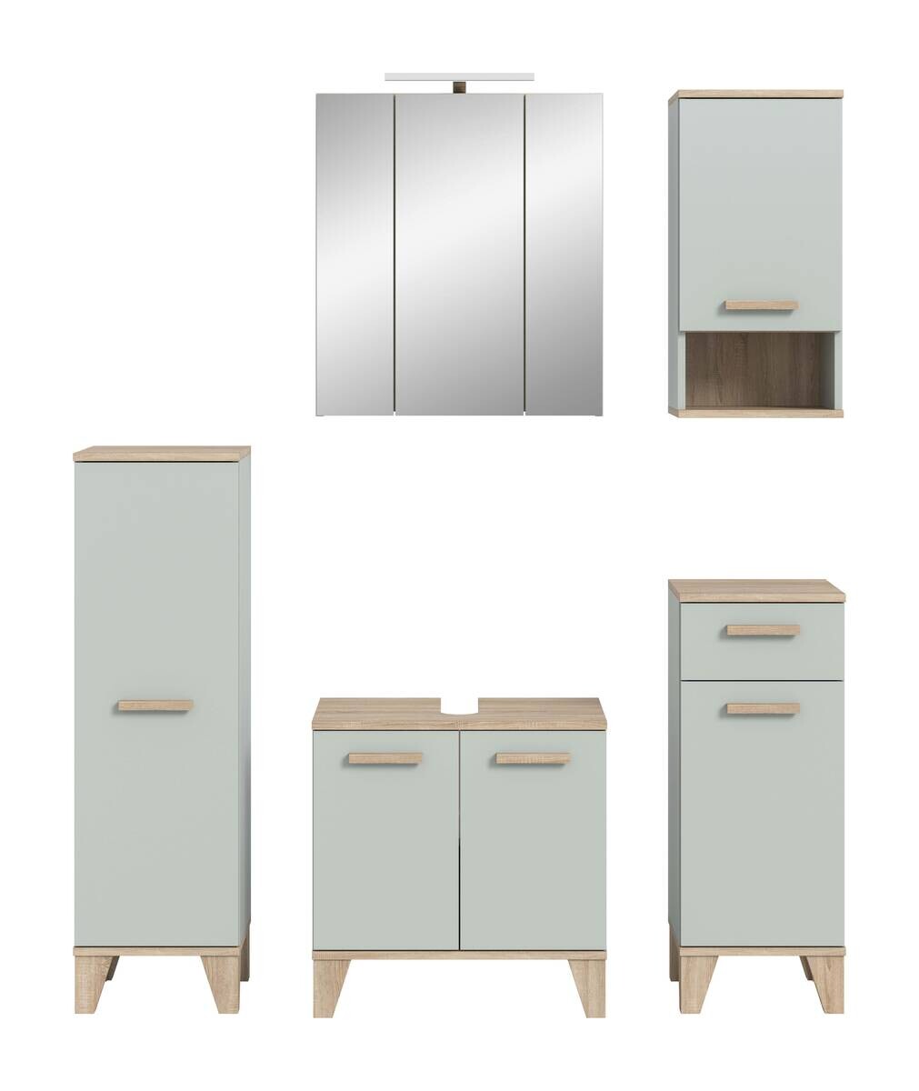 Badezimmer-Set STAR hellgrün Eiche hell Nachbildung B/H/T: ca. 158x190x34 cm