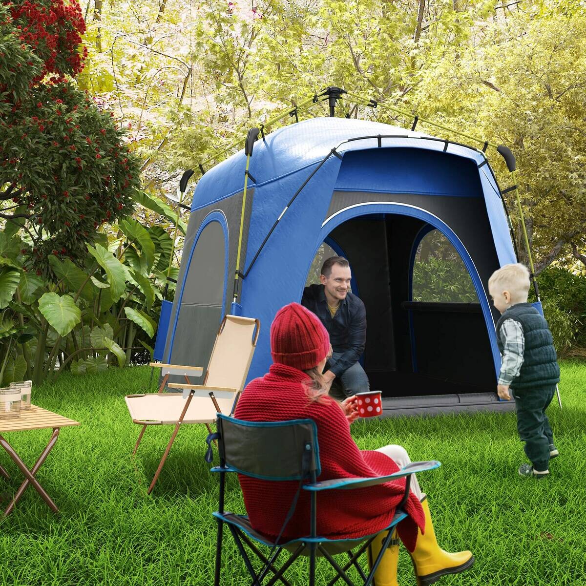 Outsunny Campingzelt blau Aluminium B/H/L: ca. 240x199x240 cm